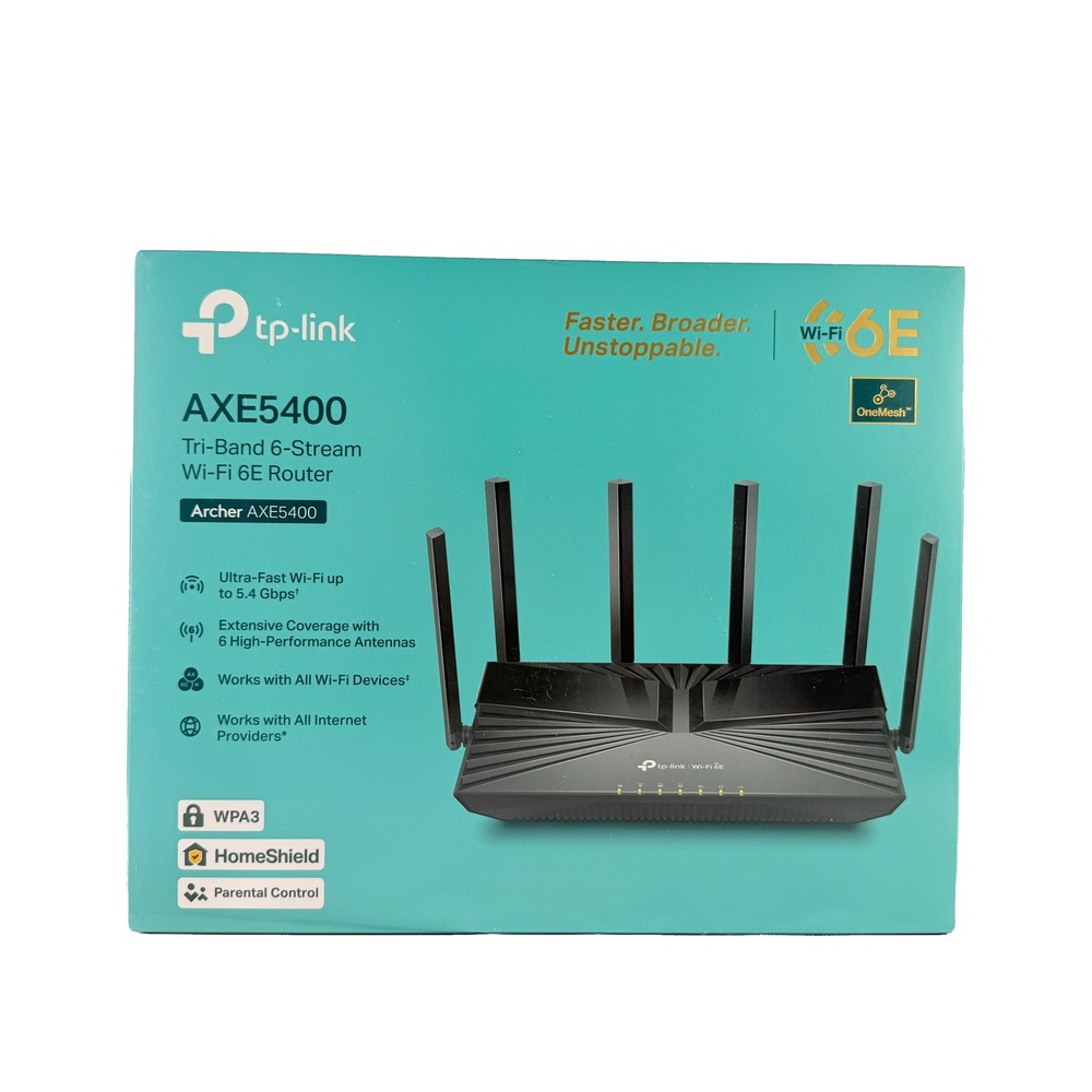NEW TP-Link Archer Tri-Band 6 stream Wi-Fi 6E 6 Ghz Band Router AXE5400 black